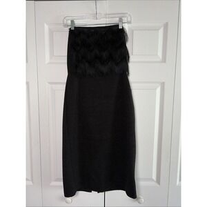 banana republic black fringe dress Hasuit